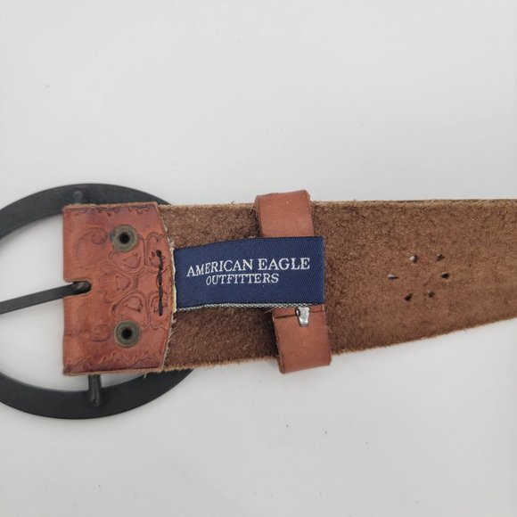 American Eagle Outfitters Genuine Leather Belt Brown Large Buckle Western Womens - Picture 6 of 7
